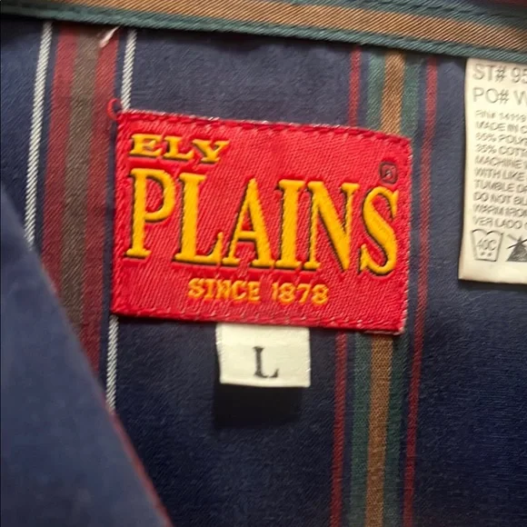 Men's Striped Western Shirt - Blue and Red - Picture 3 of 5